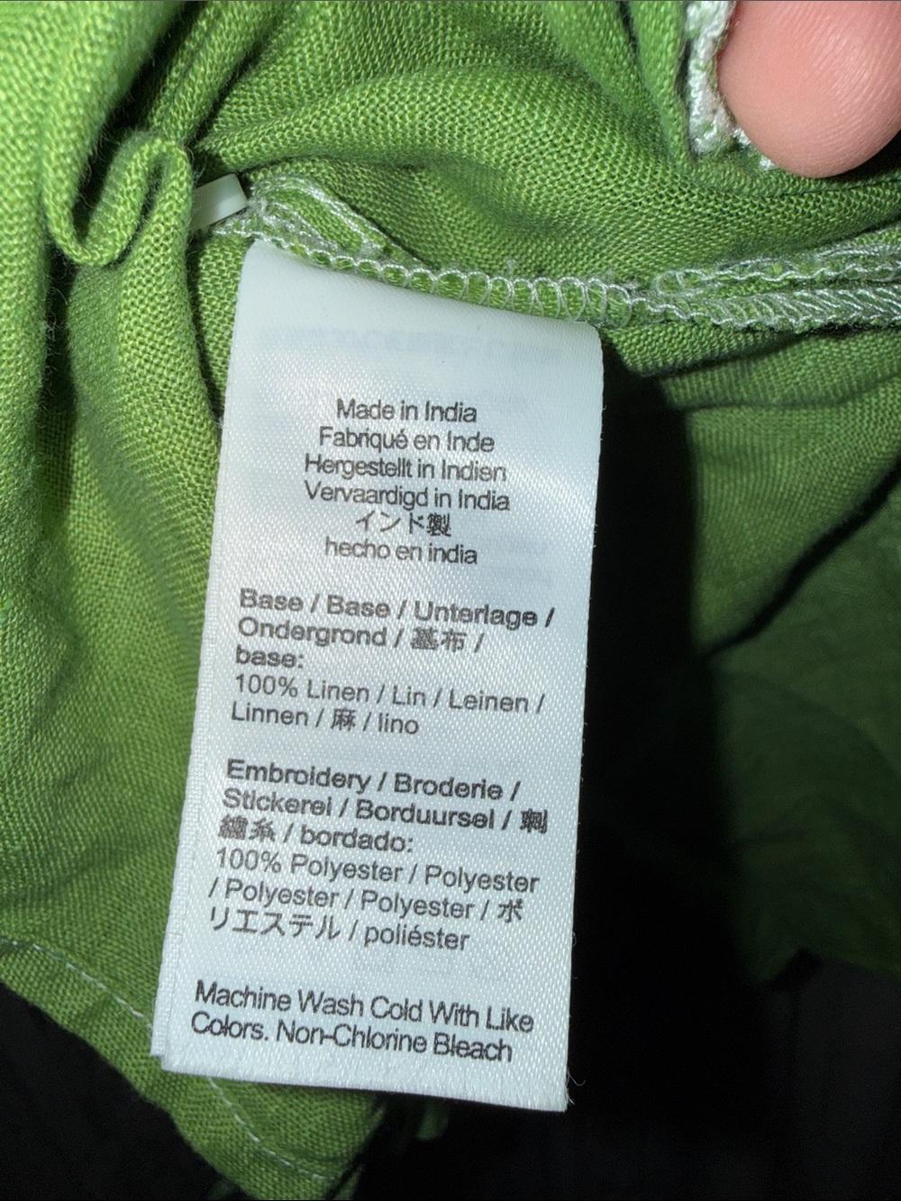 J. Crew Green Linen Embroidered Button-Up top - Picture 7 of 8